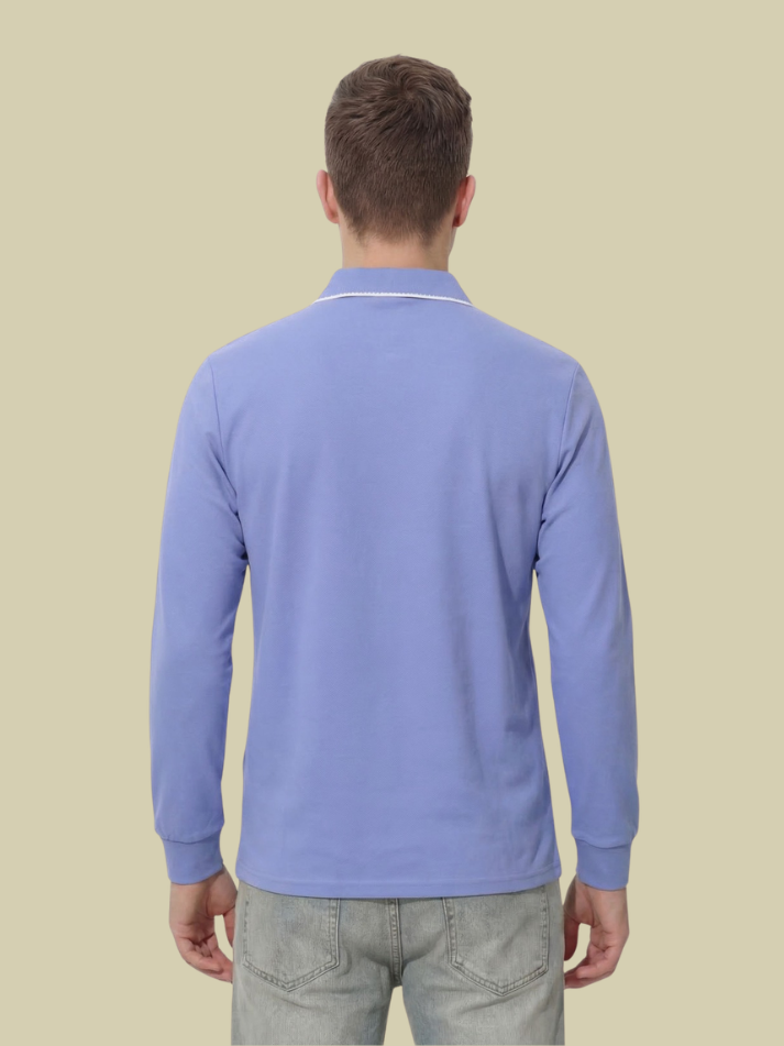 Albion Men’s Premium Solid Lavender Polo T-Shirt – Stylish Casual Long Sleeve Tee