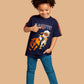 Albion Naruto Printed Kids T-Shirt | Trendy Navy Blue Anime Graphic Tee for Boys | Soft Cotton Casual Wear