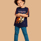 Albion Naruto Printed Kids T-Shirt | Trendy Navy Blue Anime Graphic Tee for Boys | Soft Cotton Casual Wear