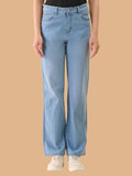 Albion Women Superior Mid Blue Straight Fit Jeans