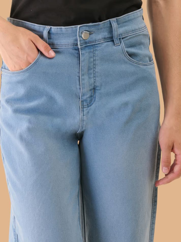 Albion Women Superior Mid Blue Straight Fit Jeans