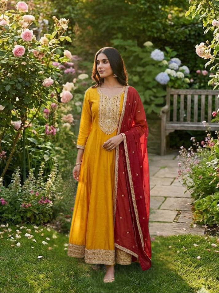 Albion Women Elegant Anarkali Dress for Festive Wear