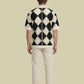 Albion Black & Beige Diamond Knit Shirt – Premium Summer Button-Down