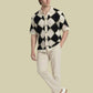 Albion Black & Beige Diamond Knit Shirt – Premium Summer Button-Down