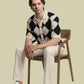Albion Black & Beige Diamond Knit Shirt – Premium Summer Button-Down