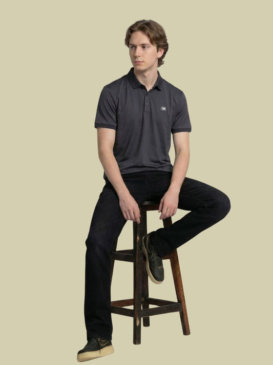 Albion Charcoal Grey Polo T-Shirt – Premium Cotton Casual Wear for Men