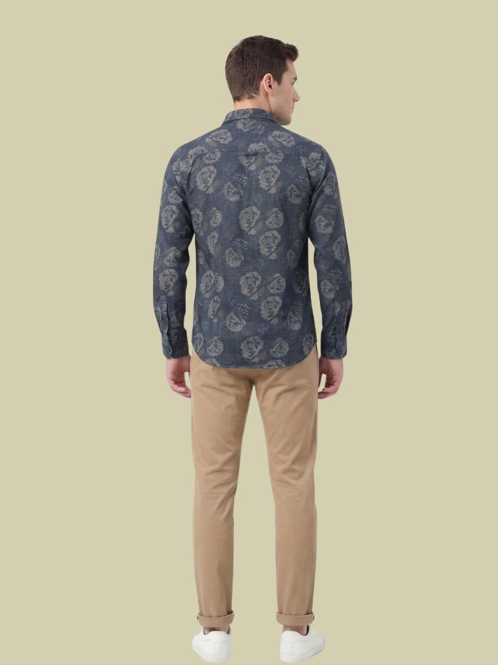 Albion Charcoal Floral Print Shirt – Premium Casual Slim Fit Shirt for Men