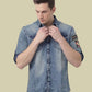 Albion Blue Washed Denim Shirt – Premium Casual Slim Fit Shirt for Men