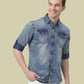 Albion Blue Washed Denim Shirt – Premium Casual Slim Fit Shirt for Men