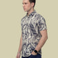 Albion Beige Tropical Leaf Print Shirt – Premium Summer Casual Shirt for Men
