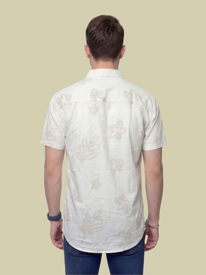Albion Off White Minimal Print Shirt – Premium Summer Casual Shirt for Men