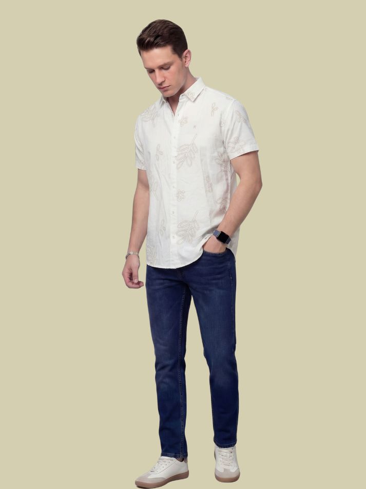 Albion Off White Minimal Print Shirt – Premium Summer Casual Shirt for Men