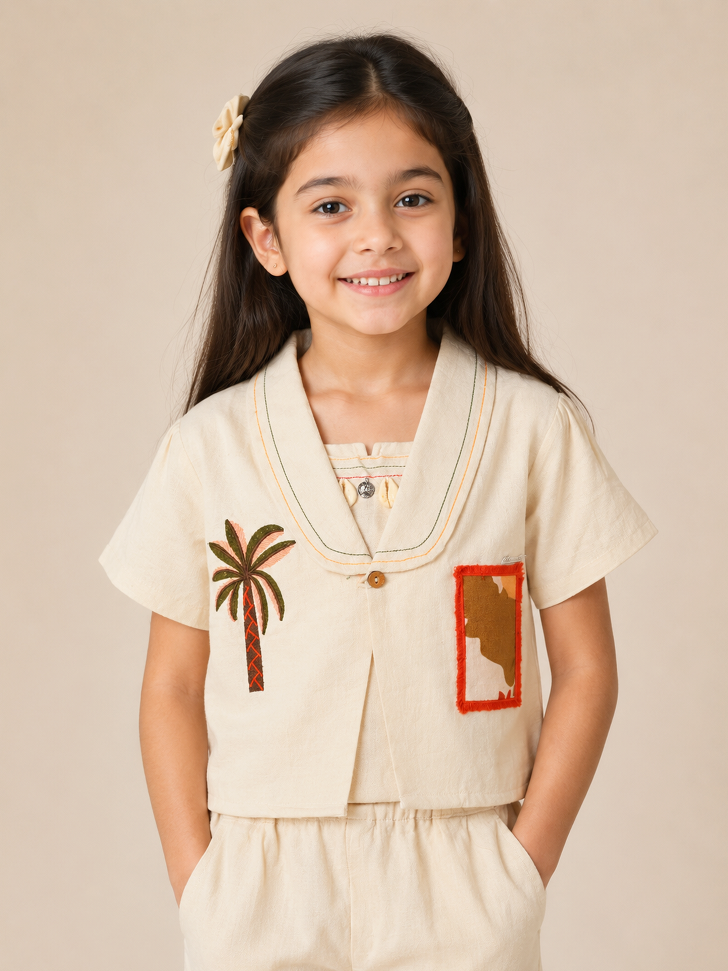 Albion Girls’ Stylish Co-Ord Set | Elegant Printed Top & Shorts Set | Comfortable Casual Summer Wear