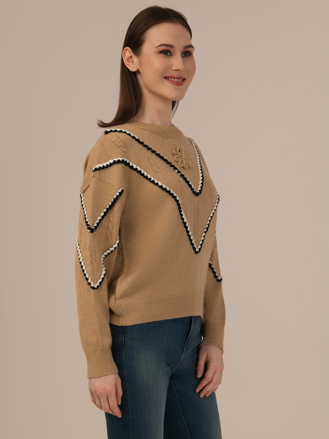 Albion Women’s Cozy Wool Sweater – Warm Winter Wear – Khaki