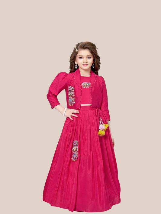 Girls Lehenga Set with Jacket Party Wear Ethnic Dress