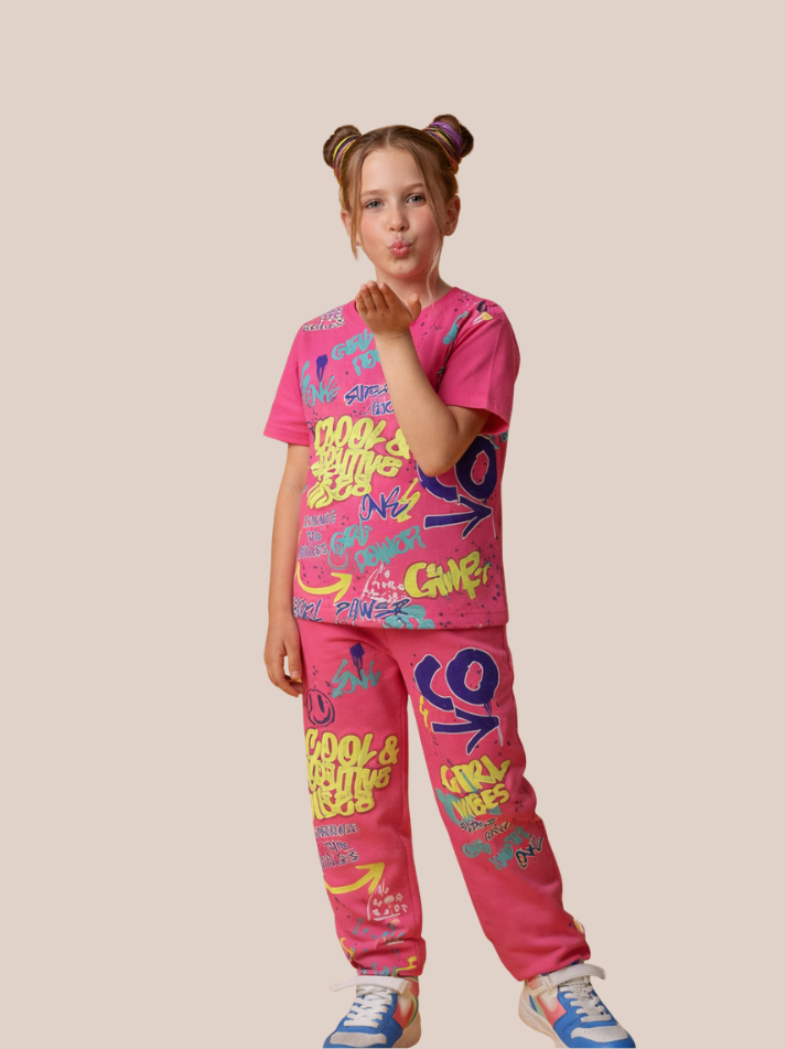 Albion Girls Pink Stylish Co-Ord Set – Trendy Matching Outfit