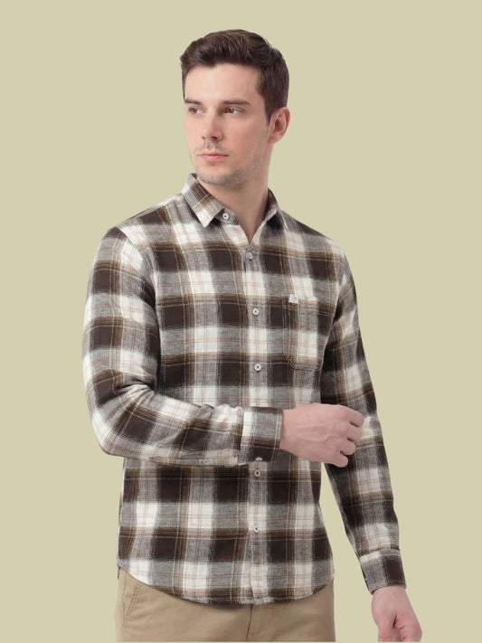 Albion Brown Check Shirt – Premium Casual Full Sleeve Shirt for Men