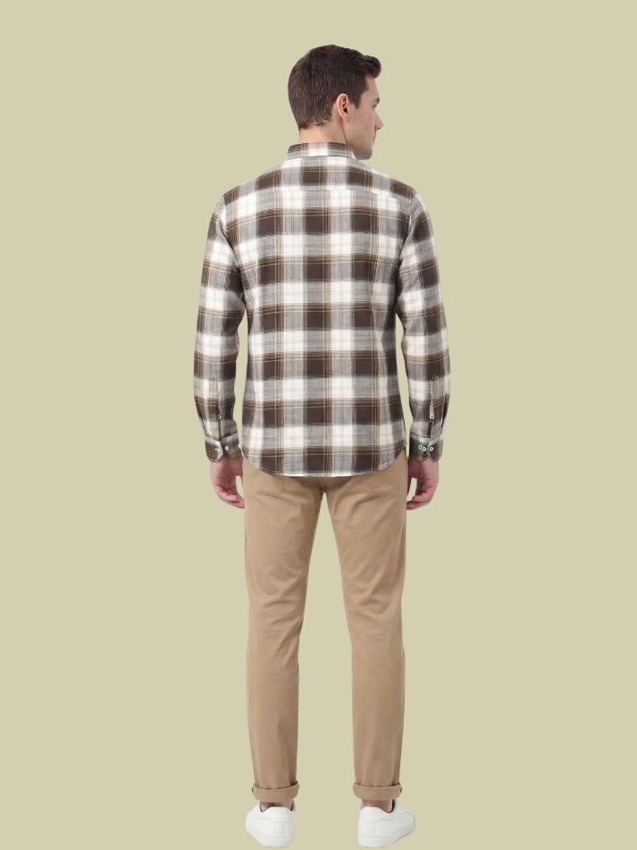 Albion Brown Check Shirt – Premium Casual Full Sleeve Shirt for Men