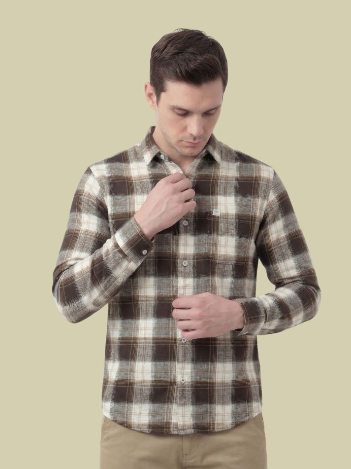 Albion Brown Check Shirt – Premium Casual Full Sleeve Shirt for Men