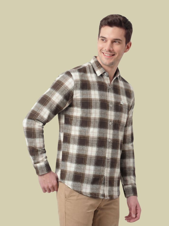 Albion Brown Check Shirt – Premium Casual Full Sleeve Shirt for Men