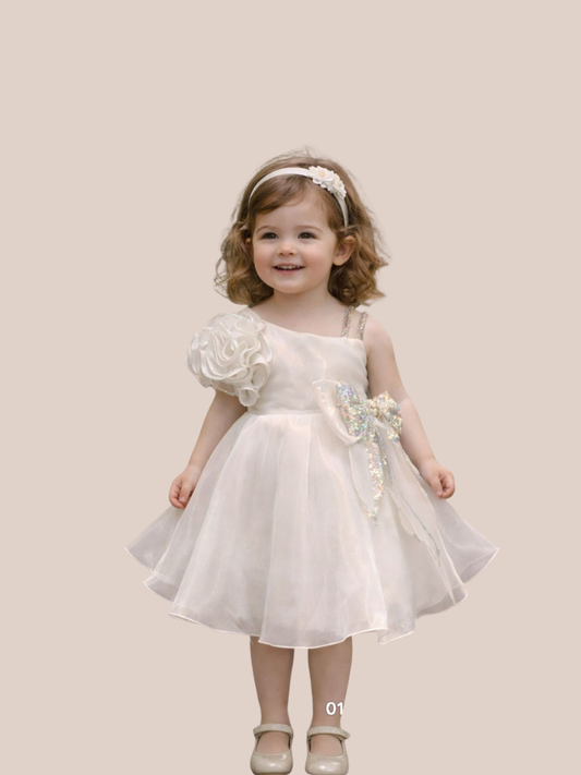 Albion Girls Cream One Shoulder Floral Party Dress Princess Fancy Frock