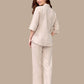Albion Beige Minimal Co-Ord Set for Women | Premium Solid Shirt & Pant Set | Elegant Casual Outfit