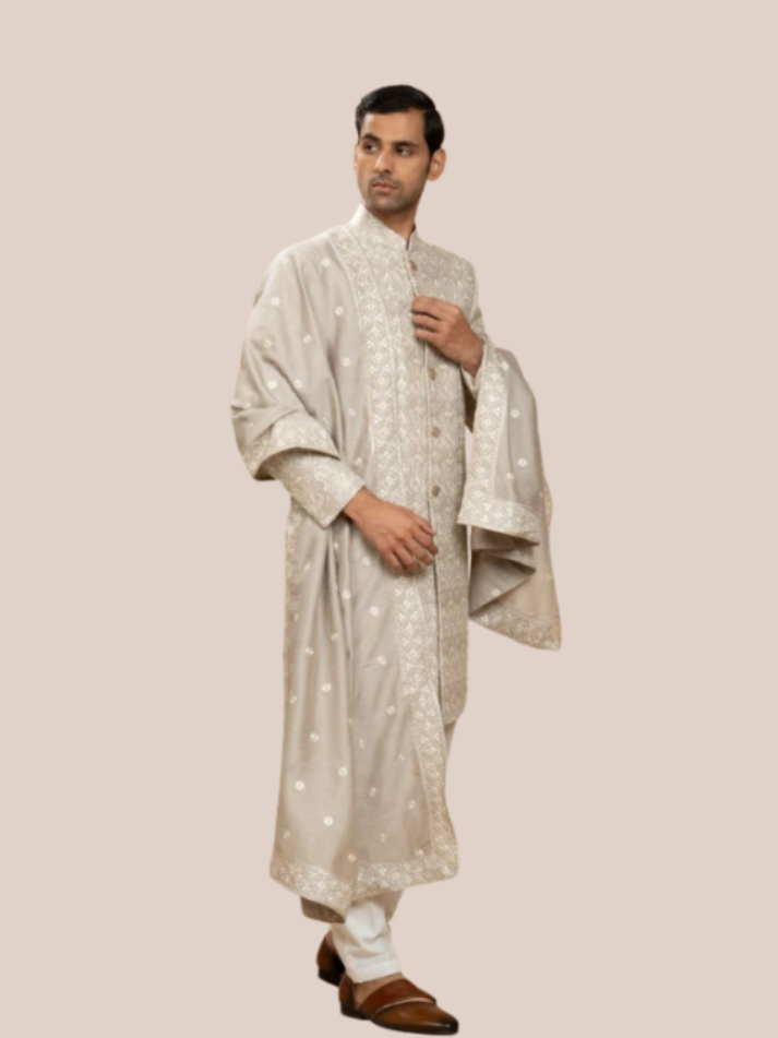 Albion contemporary men s indo western ethnic suit natural