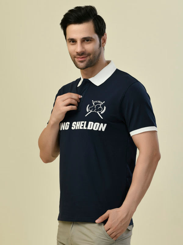 Albion Premium Cyan Navy Men T-Shirt