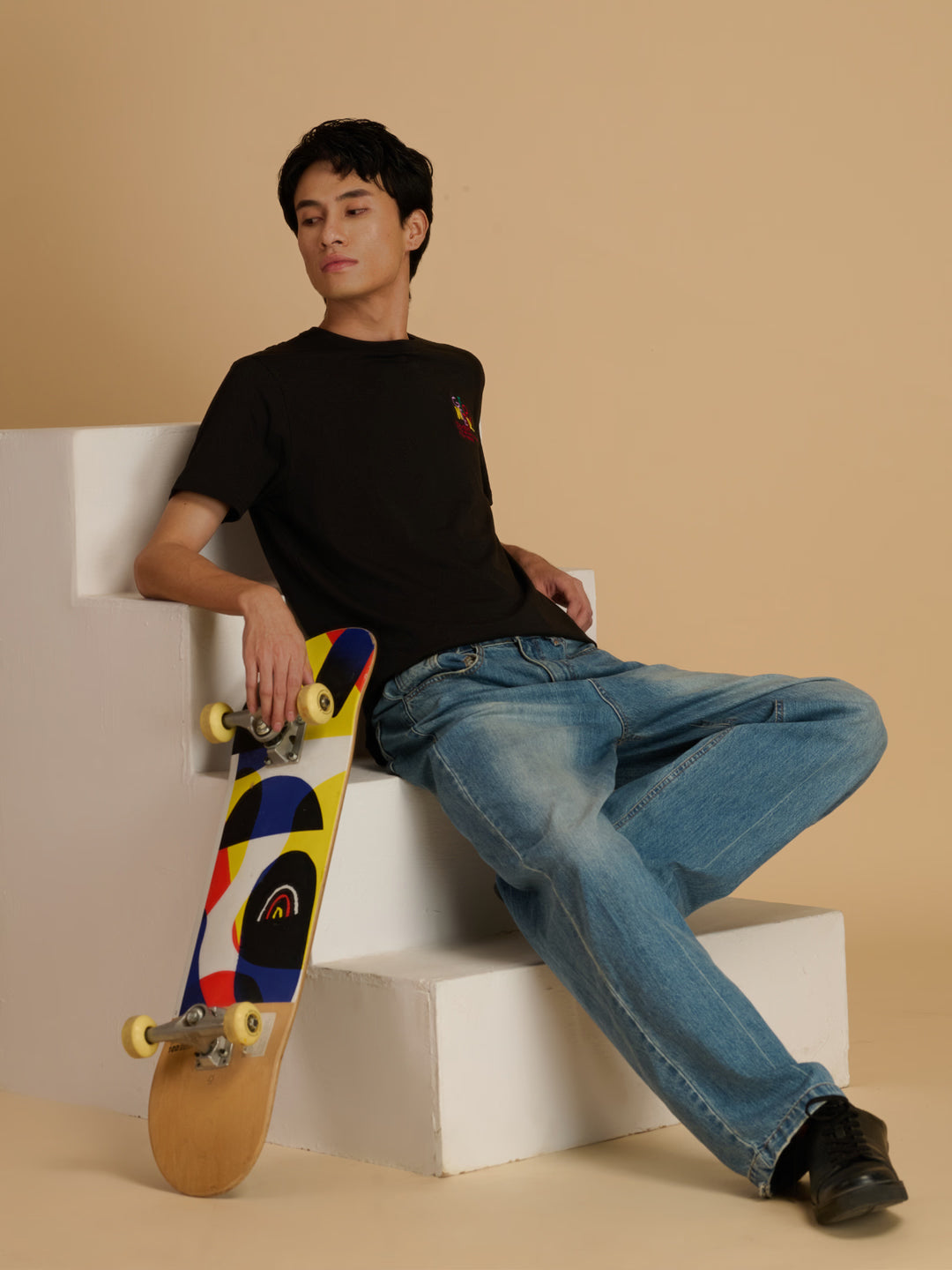 Albion Premium Cyan Black Men T-Shirt