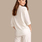 Albion Cream Embroidered Co-Ord Set for Women | Floral Shirt & Wide Leg Pant Set | Premium Elegant Outfit