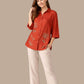 Albion Rust Embroidered Shirt & Pant Co-Ord Set for Women | Premium Loose Fit Stylish Outfit