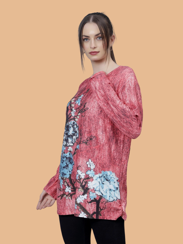 Albion Women Pre Winter Soft Printed Everyday Wear Top