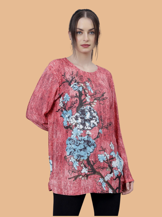 Albion Women Pre Winter Soft Printed Everyday Wear Top