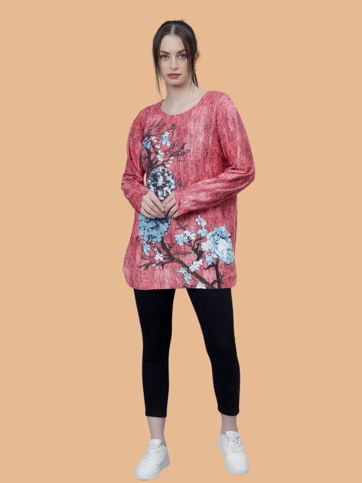 Albion Women Pre Winter Soft Printed Everyday Wear Top