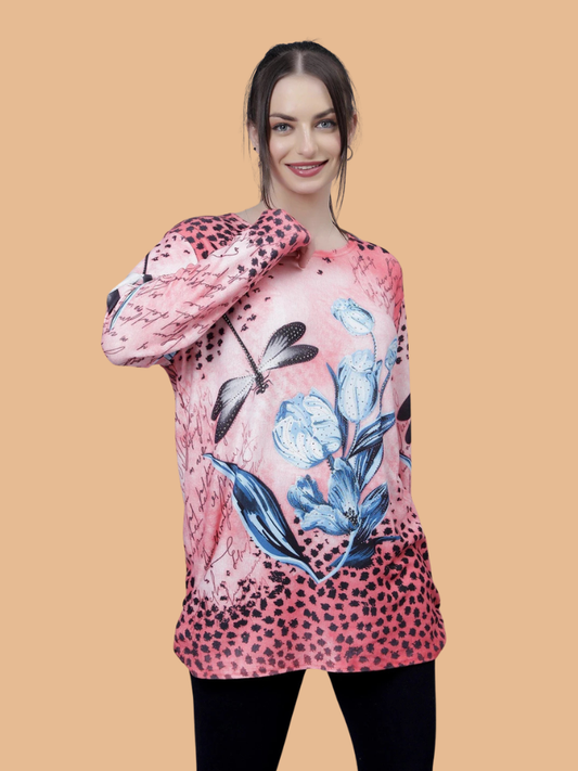 Albion Women Pre Winter Elegant Printed Trendy Casual Top