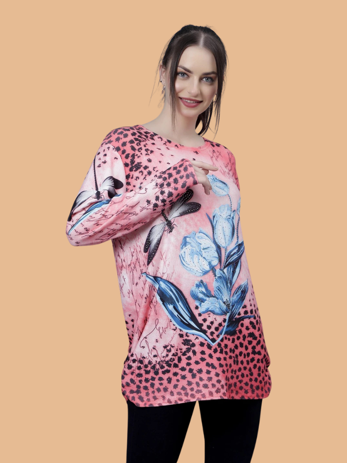 Albion Women Pre Winter Elegant Printed Trendy Casual Top