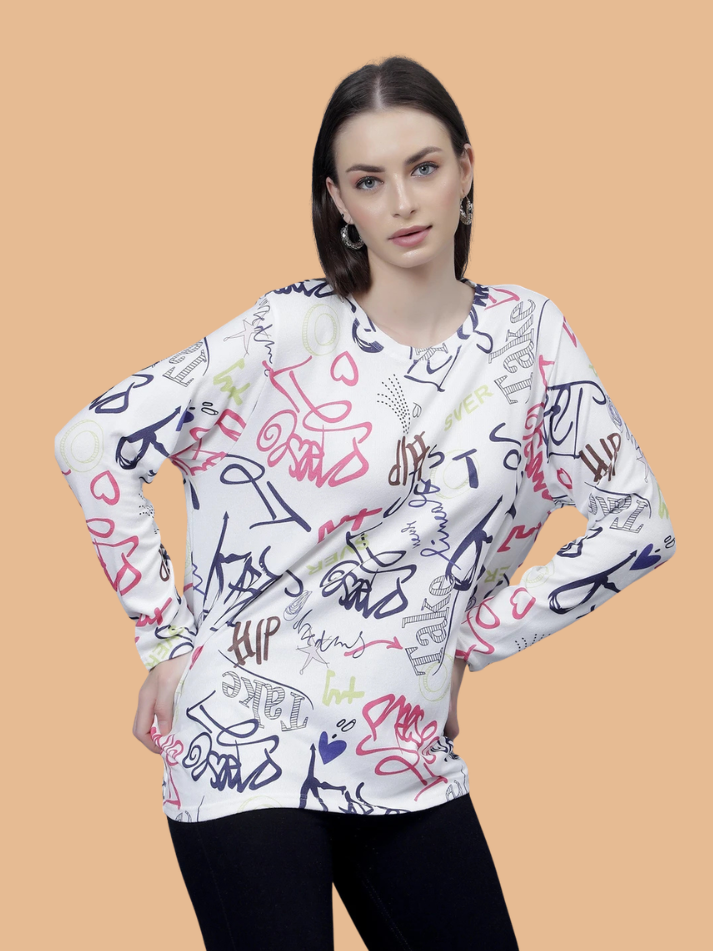 Albion Women Pre Winter Fashion Printed Daily Wear Top