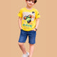 Albion Boys Yellow Graphic Printed T-Shirt | Frog Cartoon Casual Summer Cotton Tee for Kids