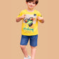 Albion Boys Yellow Graphic Printed T-Shirt | Frog Cartoon Casual Summer Cotton Tee for Kids