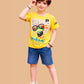 Albion Boys Yellow Graphic Printed T-Shirt | Frog Cartoon Casual Summer Cotton Tee for Kids