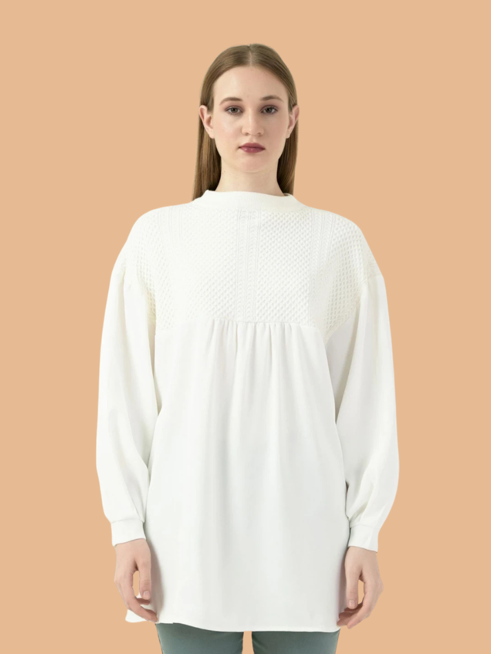 Albion Women Smart White Blouson Stylish Top