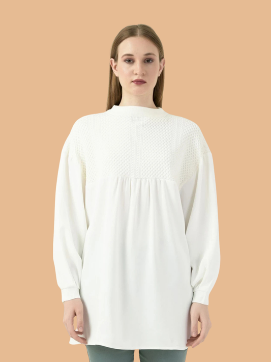 Albion Women Smart White Blouson Stylish Top