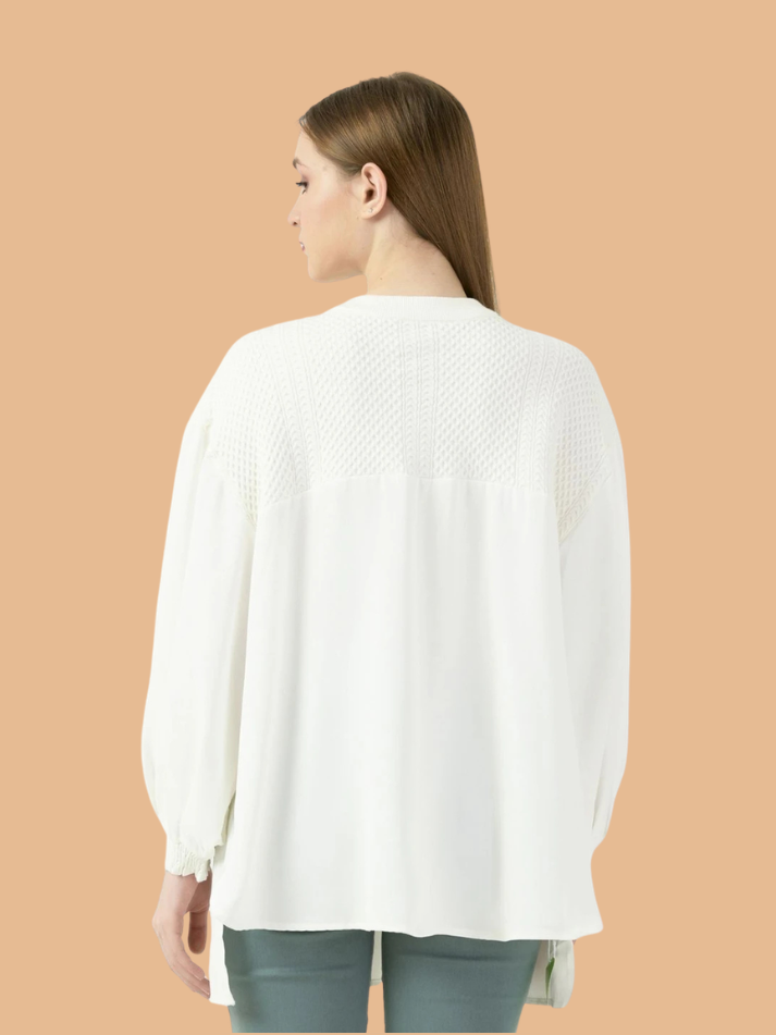 Albion Women Smart White Blouson Stylish Top