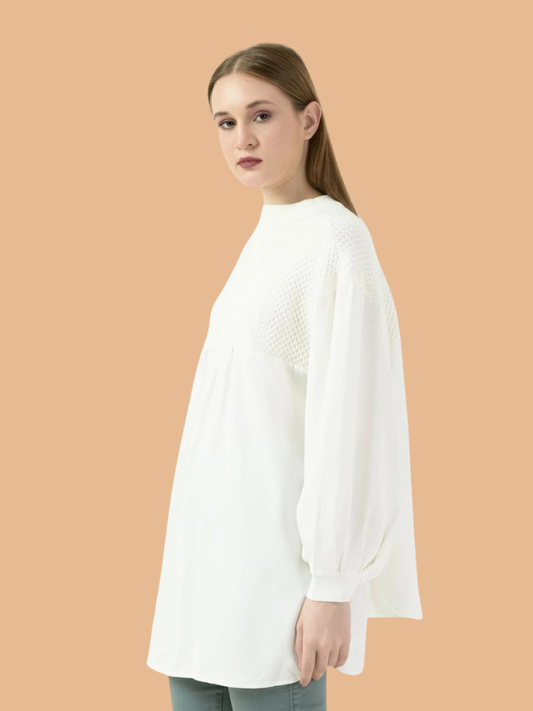 Albion Women Smart White Blouson Stylish Top