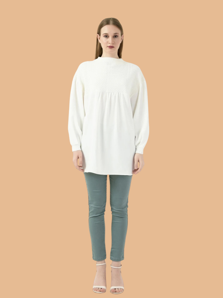 Albion Women Smart White Blouson Stylish Top