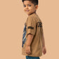 Albion Boys Khaki Horse Graphic Printed T-Shirt | Freedom Casual Cotton Tee for Kids
