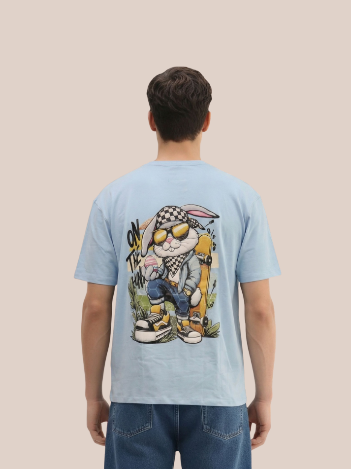 Albion Men’s Premium Graphic Print Casual T-Shirt – Stylish Light Blue Streetwear Tee