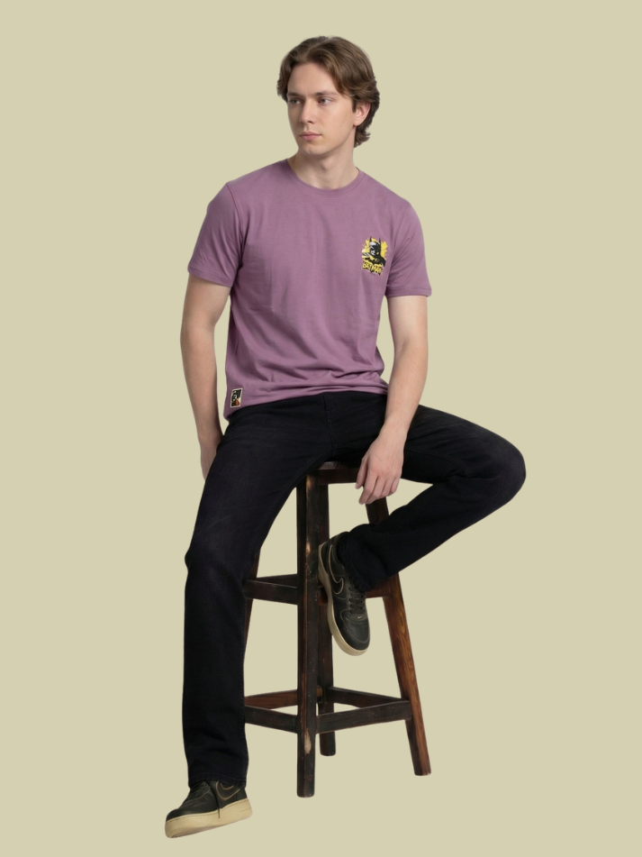 Albion Men’s Premium Graphic Print Casual T-Shirt – Stylish Mauve Streetwear