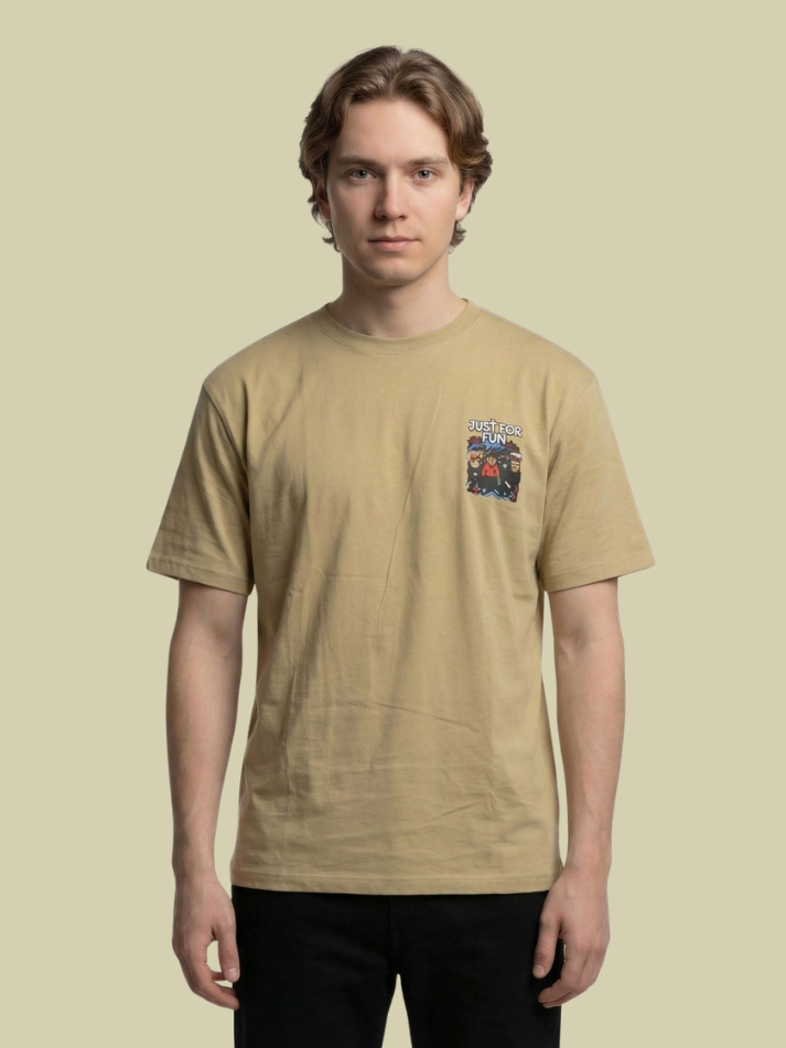Albion Men’s Premium Khaki Graphic Print Casual T-Shirt