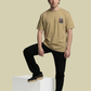 Albion Men’s Premium Khaki Graphic Print Casual T-Shirt